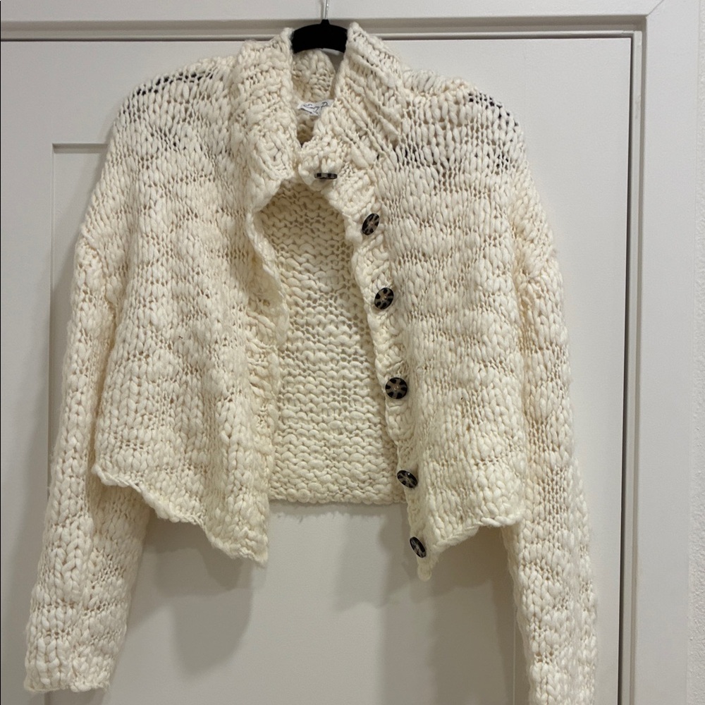 emory park Cream Chunky Knit Button-Front Cardigan